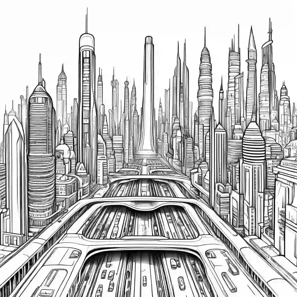 Futuristic Cities coloring pages